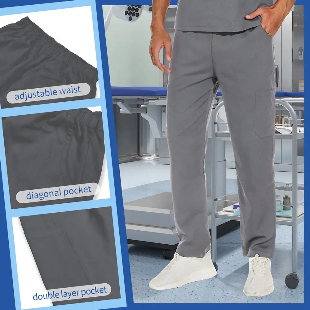 V Neck Scrub Top+doctor Pant Nursing Clothes S-3XL Medical Uniforms Men Short Sleeve Dentist Doctor Costume Nurse Tops and Pants Toots